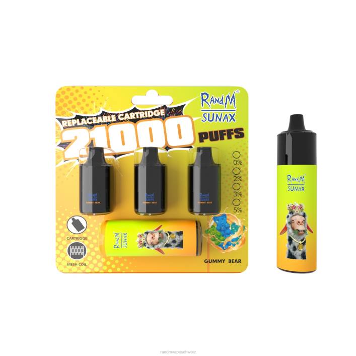 RandM Tornado Schweiz | RandM Sunax 00P2273 21000 Airflow Control Pod austauschbares Vape-Gerät 1 Stück Zuckerwatte